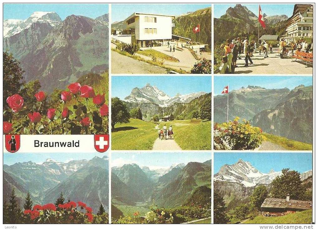 Braunwald Der Autofreie Ferienort Des Glarnerlandes 8-Bilder-Karte 1978 - Braunwald
