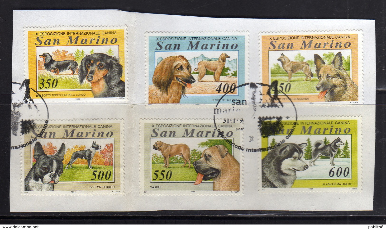 REPUBBLICA DI SAN MARINO 1994 ESPOSIZIONE CANINA CANI DOGS SERIE COMPLETA COMPLETE SET USATA USED OBLITERE' - Gebraucht