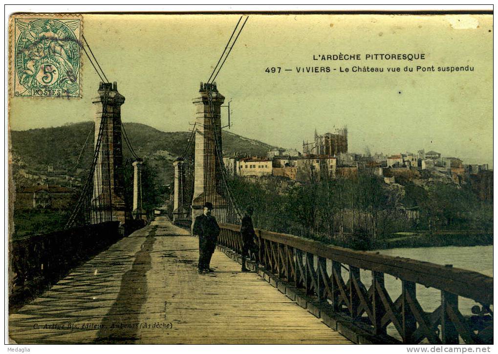 VIVIERS / LE CHATEAU VUE DU PONT SUSPENDU - Viviers