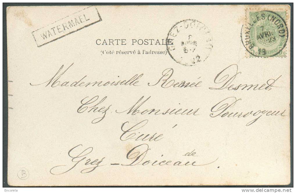 N°56 Sc BRUXELLES (NORD) 7-4-1902 S/C.V. Avec Griffe Enc. WATERMAEL Vers Grez-Doiceau - 6415 - Sello Lineal