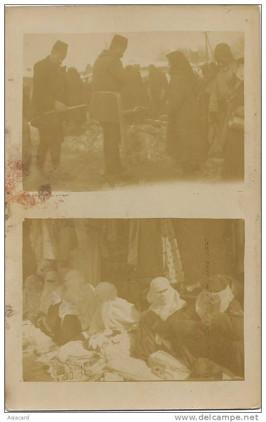 Real Photo  Cer, Kitchovo  Market, Femmes Voilée  1918 - Macédoine Du Nord