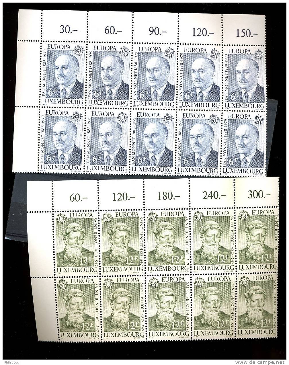 Luxembourg 10 X Europa 1980  Yv 959/960  Cote 10x4E - Unused Stamps