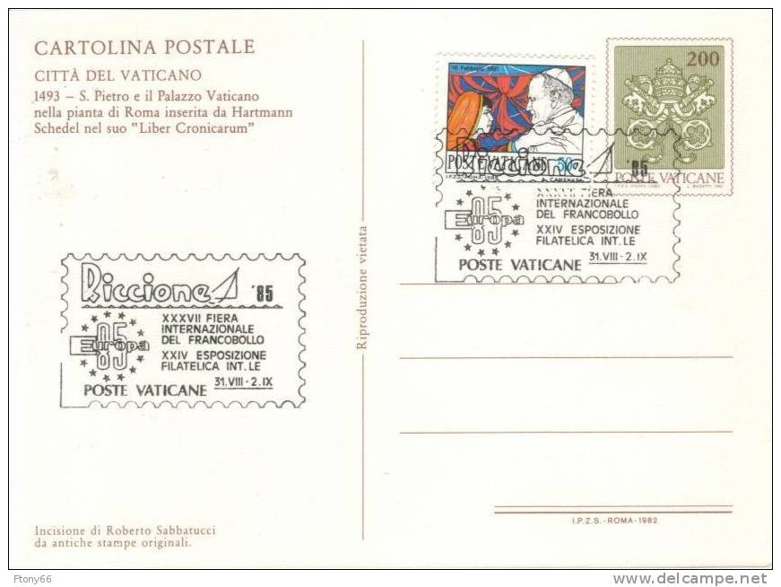 CG 1982 Vaticano KIT 4 Cartoline Postali  Lire 200 + 50 Vedute Del Vaticano - Annullo RICCIONE '85 - Postwaardestukken