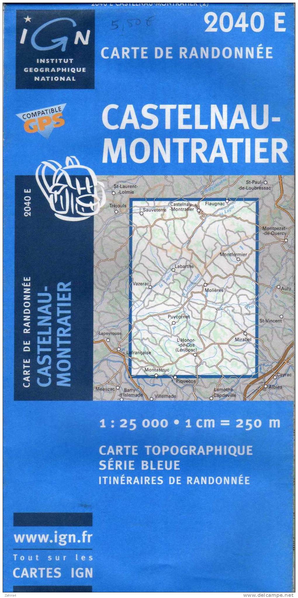 2040 E -  Castelnau-Montratier - Itinéraires De Randonnée   -  I.G.N. France -  Compatible  G.P.S. - Carte Topografiche