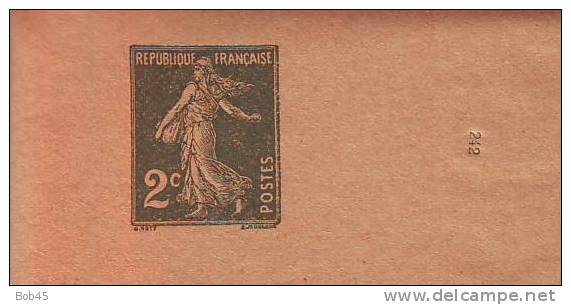 117 - Entier Postal Type Semeuse Fond Plein Inscription Maigre 2 C Vert Foncé N° 242 (Y&T 278-BJ1) - Bandes Pour Journaux