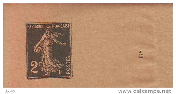 119 - Entier Postal Type Semeuse Fond Plein Inscription Maigre 2 C Vert Foncé N° 419 (Y&T 278-BJ1) - Bandas Para Periodicos