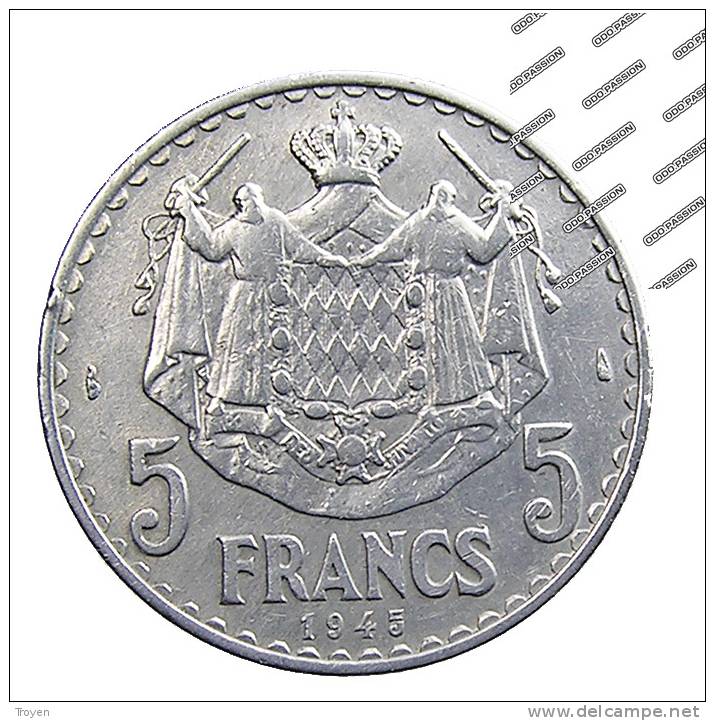 Monaco - 5 Francs -  1945 -   TB+ -  Alu - 1960-2001 Neue Francs