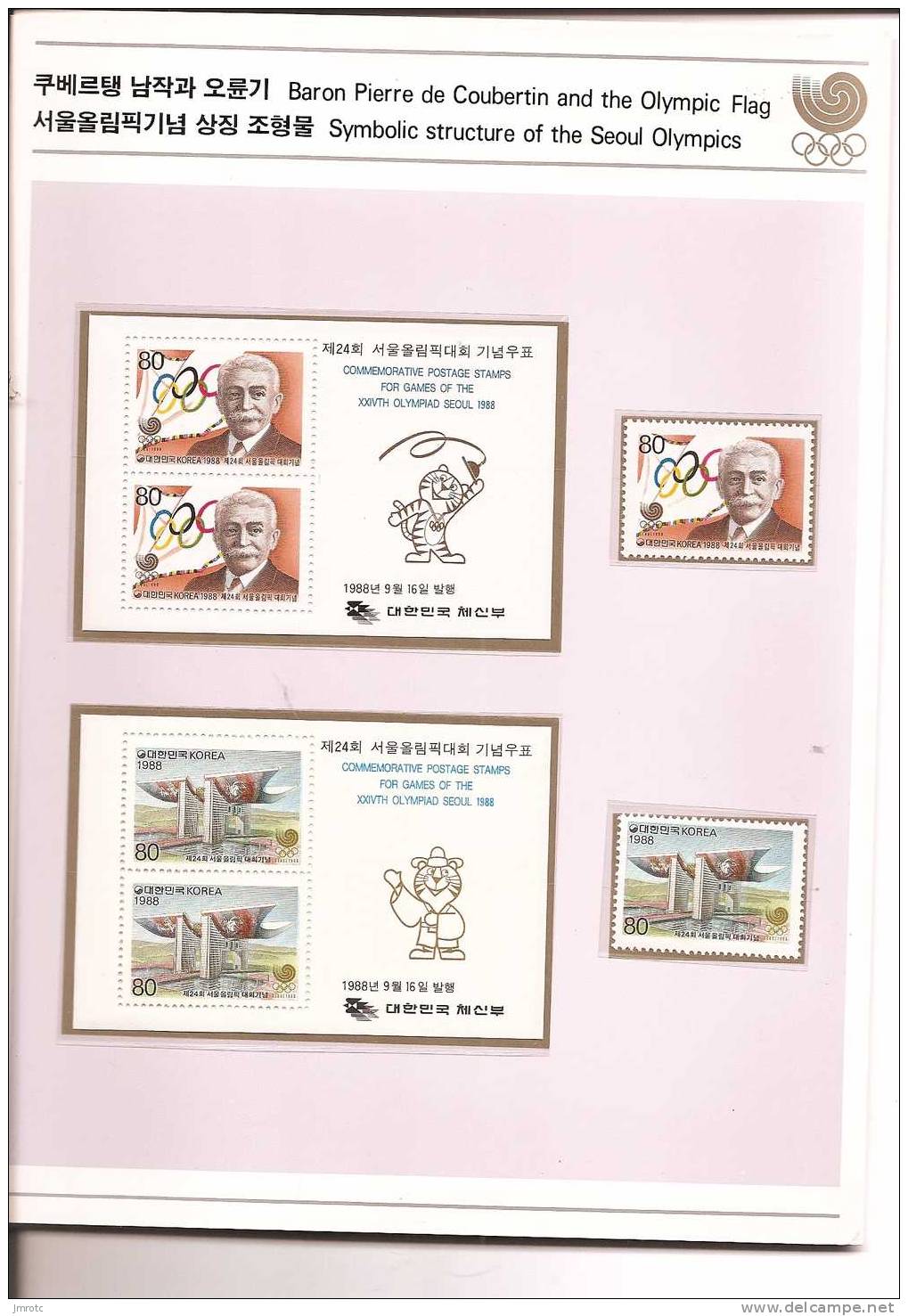 Corée Du Sud Jeux Olympique 1988 ** Superbe Livret  (1021/25) - Korea, South