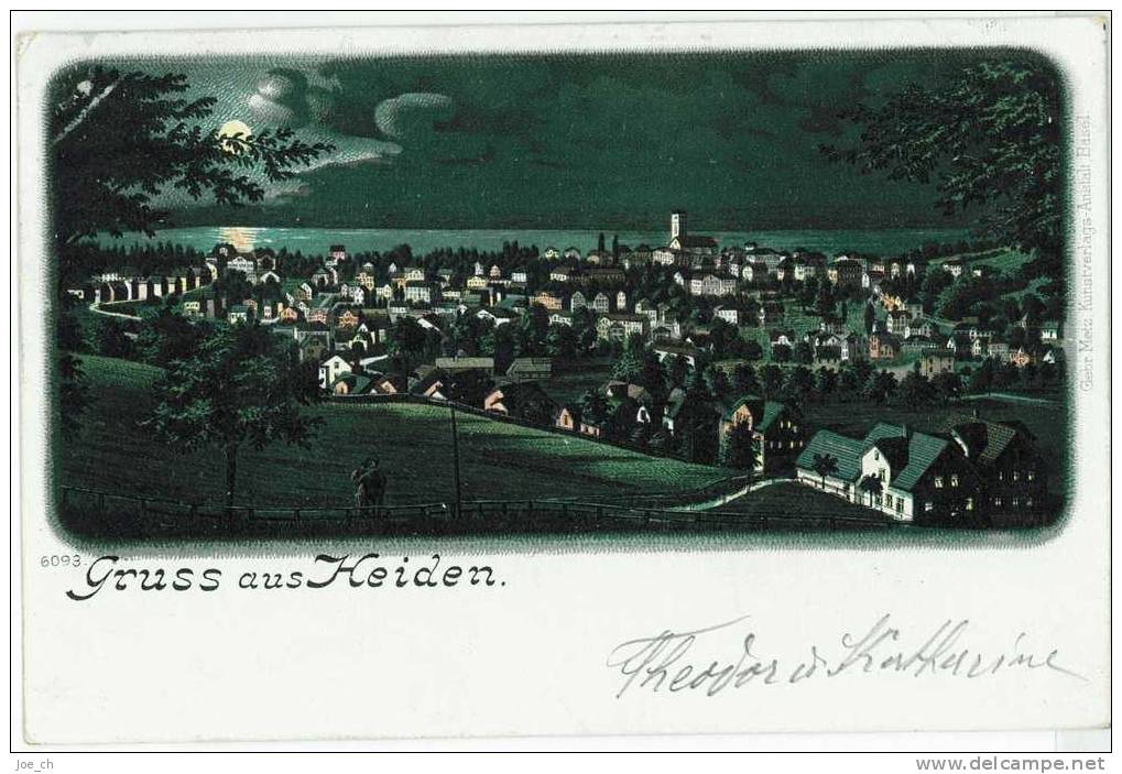 Schweiz/Suisse: Mondscheinlitho Gruss Aus Heiden 1900, 2 Scans - Heiden