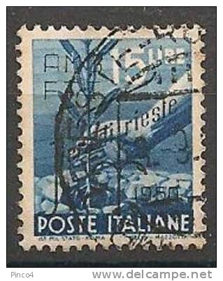 TRIESTE A   15 LIRE 1950 SOVRASTAMPATO FIERA DI TRIESTE USATO - Used