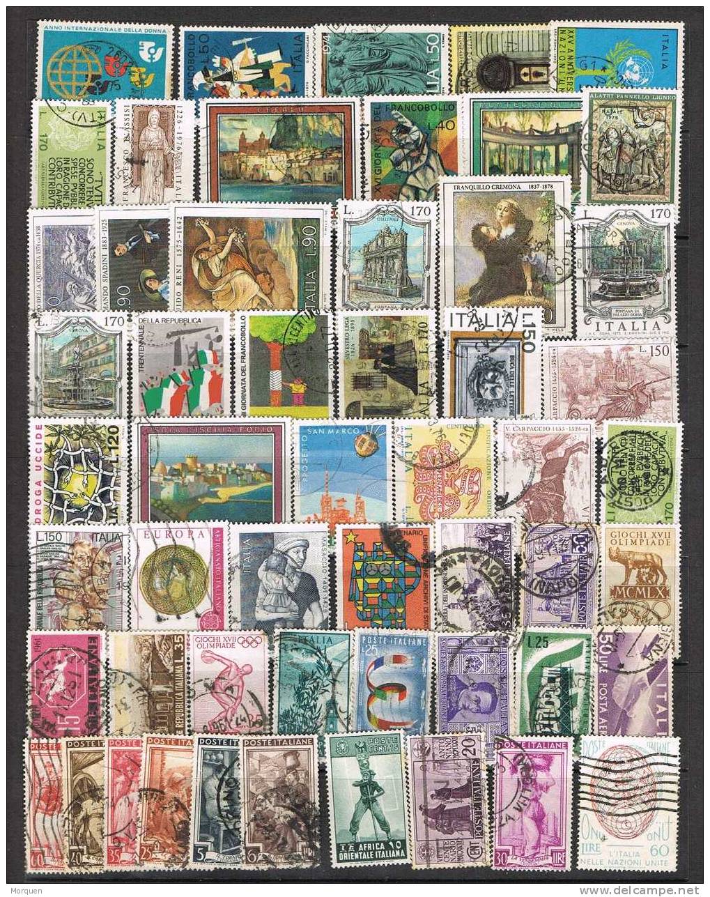 ITALIA, 54 Sellos Usados. Lote Num 1 - Collections