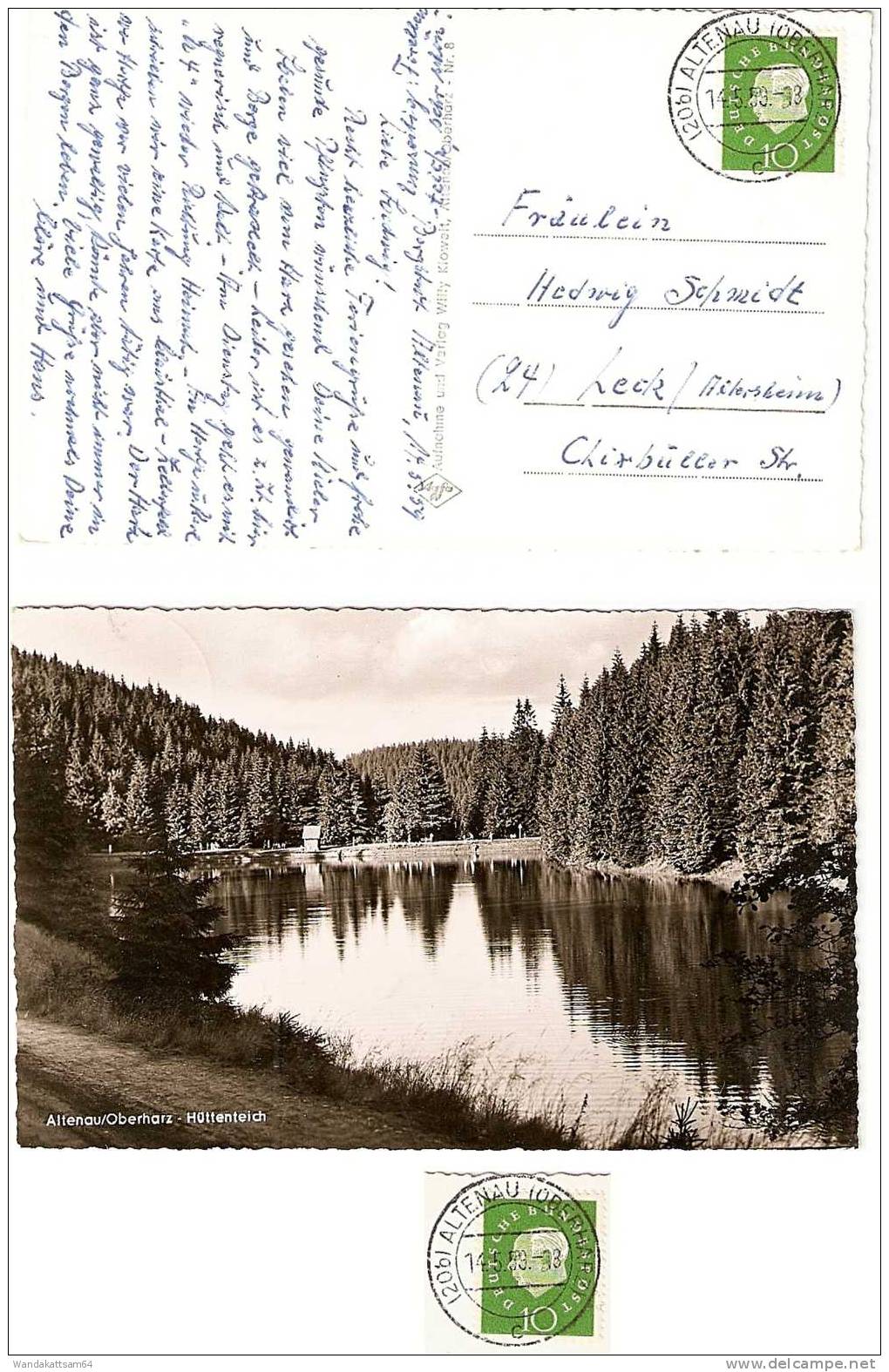 AK ALTENAU / OBERHARZ Hüttenteich 14.5.59.-18 (20b) ALTENAU (OBERHARZ) C Nach 24 Leck Mit 1 X 10 PF DEUTSCHE BUNDESPOST - Altenau