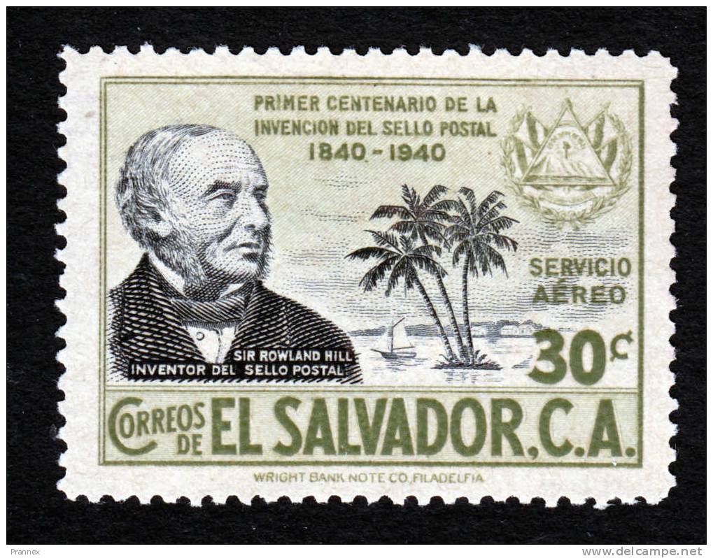 El Salvador, Scott #C69, Mint Hinged, Sir Rowland Hill, Issued 1940 - El Salvador