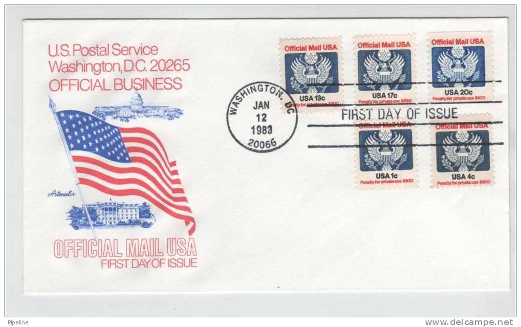 USA FDC 12-1-1983 Set Of 7 Stamps OFFICIAL MAIL USA On 3 Covers With Cachet - 1981-1990