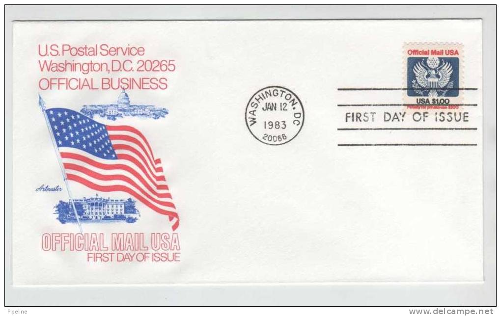 USA FDC 12-1-1983 Set Of 7 Stamps OFFICIAL MAIL USA On 3 Covers With Cachet - 1981-1990