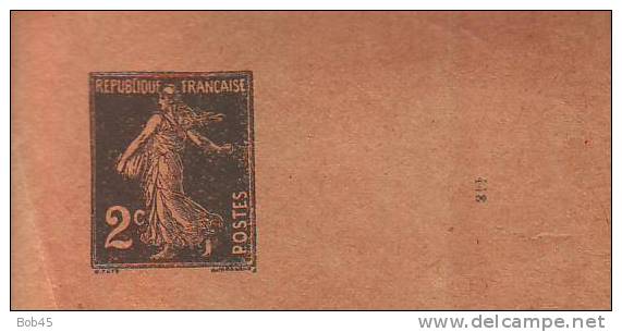 122 - Entier Postal Type Semeuse Fond Plein Inscription Maigre 2 C Vert Foncé N° 448 (Y&T 278-BJ1) - Newspaper Bands