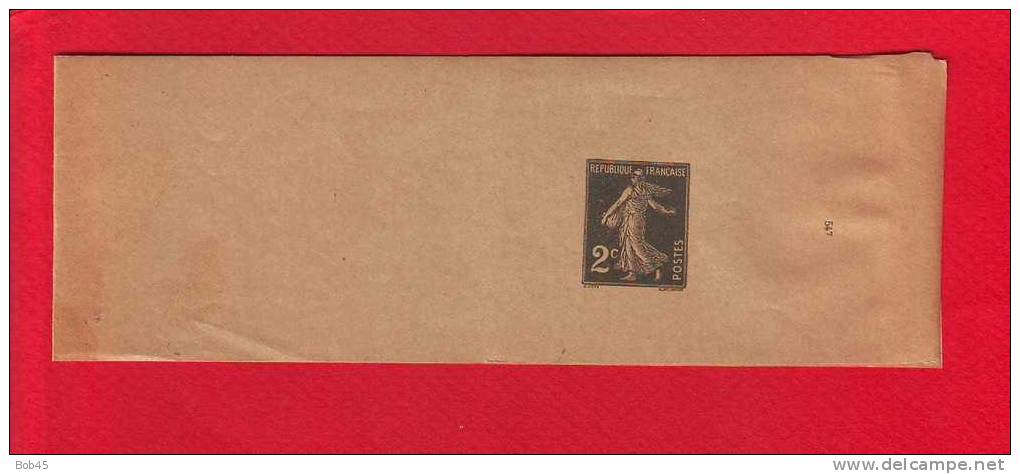 123 - Entier Postal Type Semeuse Fond Plein Inscription Maigre 2 C Vert Foncé N° 547 (Y&T 278-BJ1) - Bandes Pour Journaux