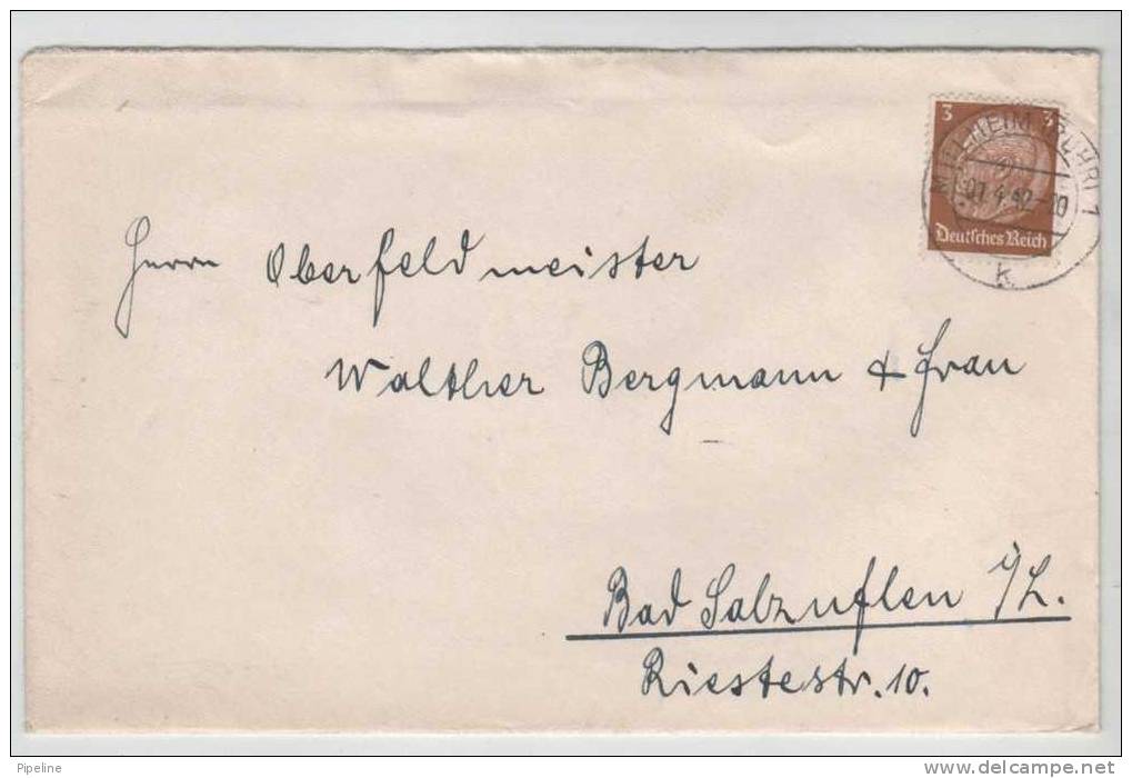 Germany Third Reich Cover With Hindenburg Stamp Mülheim (Rhur) 1-4-1942 - Covers & Documents