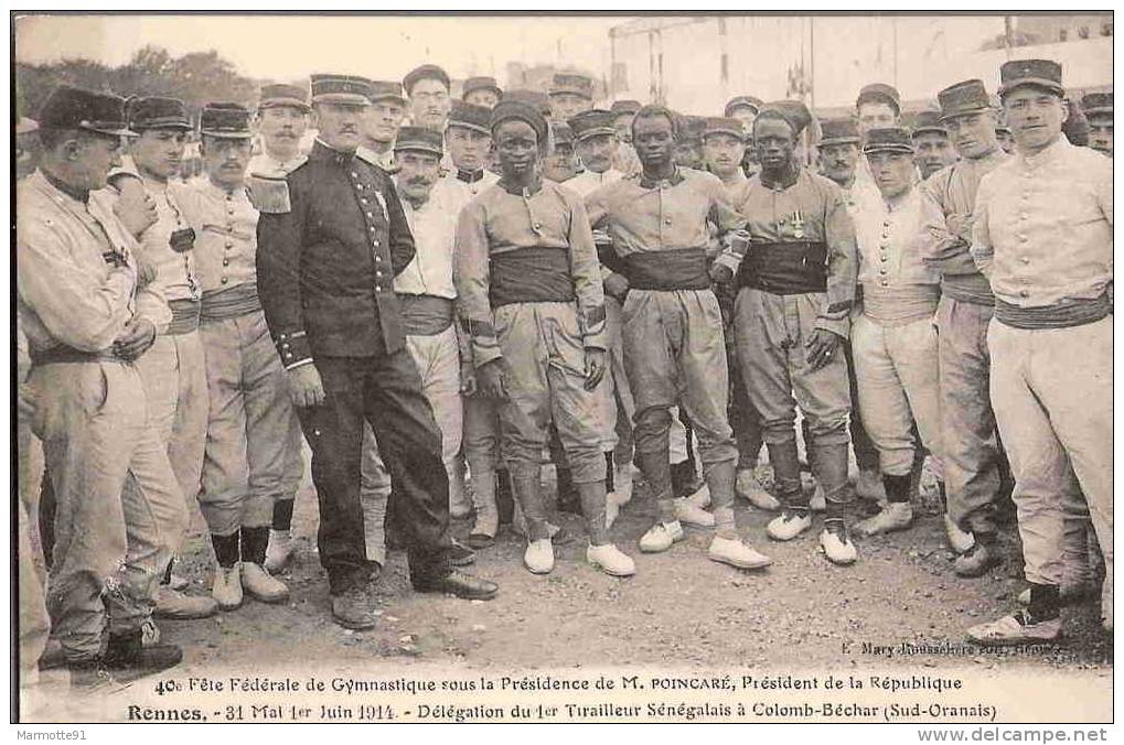 1er TIRAILLEURS SENEGALAIS COLOMB-BECHAR 1914 RENNES FETE GYMNASTIQUE SPORT ARMEE AFRIQUE - Uniformes