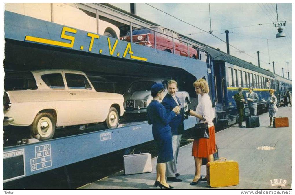 Chemin De Fer Français - Train Auto-Couchettes( Oldtimer Ford Anglia , Etc ... ) - 1964 ( Voir Verso ) - Matériel