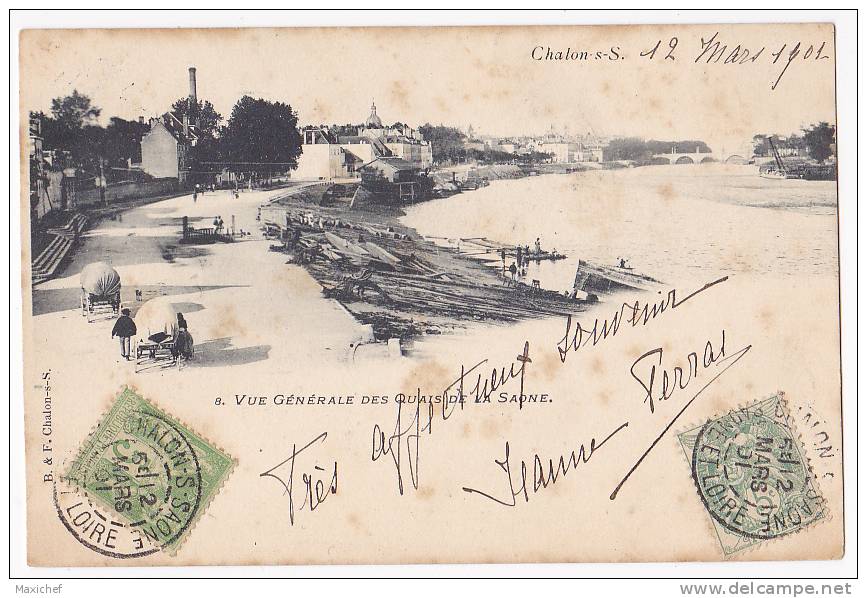 Chalon Sur Saône - Vue Générale Des Quais De La Saône - A Circulé En 1901 - Chalon Sur Saone