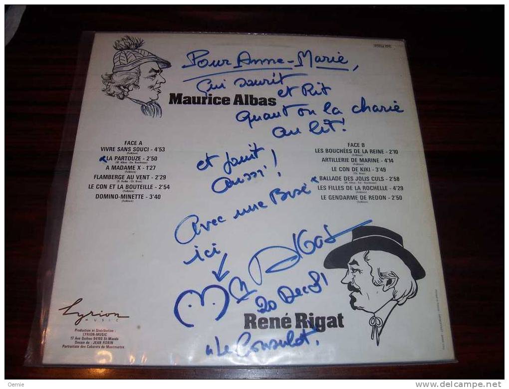 AUX PLAISIRS DES DEUX  /  MAURICE ALBAS ° AVEC AUTOGRAPHE SUR VINYLE 33 TOURS - Autographs