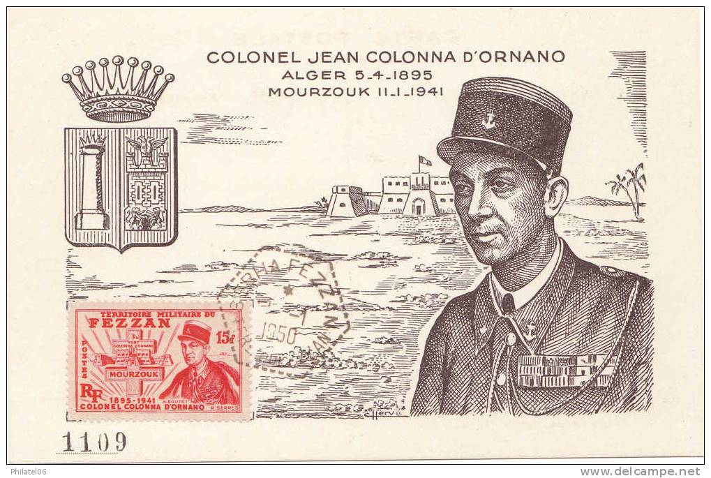 FEZZAN  COLONEL D'ORNANO   RARE - Lettres & Documents