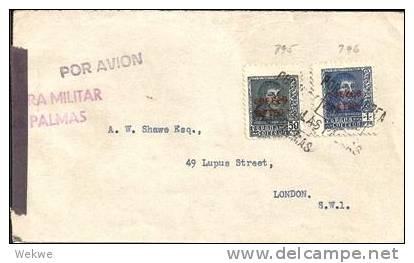 Ec016 / - SPANIEN -/ Luftpost  Ex LAS Palmas Nach London, 1938,  Zensiert - Briefe U. Dokumente