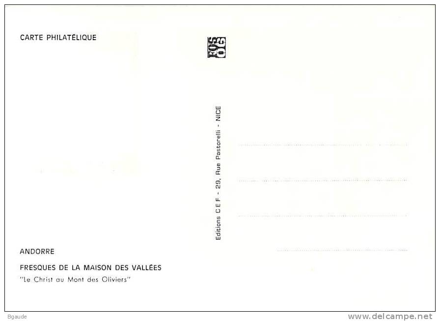 ANDORRE FRANCAIS  CARTE MAXIMUM  NUM.YVERT  184 FRESQUE DU XVI SIECLE  MAISON DES VALLEES - Maximumkarten (MC)