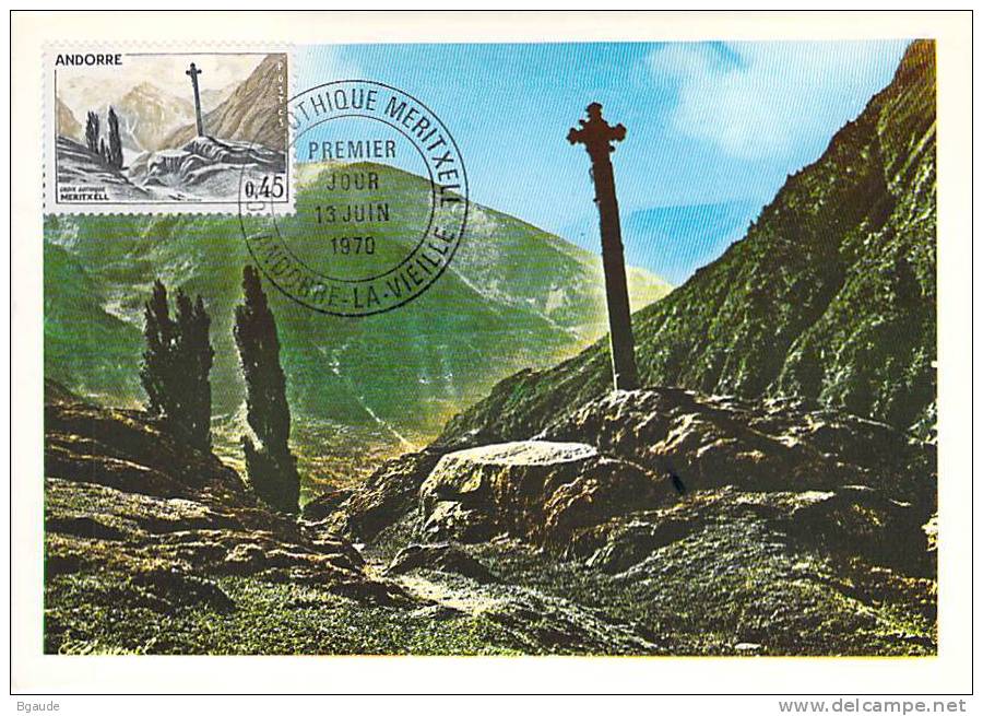 ANDORRE FRANCAIS  CARTE MAXIMUM  NUM.YVERT  204 CROIX GOTHIQUE DE MERIXELL - Cartes-Maximum (CM)