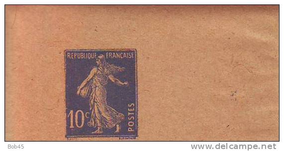 132 - Entier Postal Type Semeuse Fond Plein Inscription Maigre 10 C Bleu Outremer N° 747 (Y&T 279-BJ1) - Bandes Pour Journaux