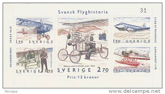 Sweden-1984 Aviation History Souvenir Sheet MNH - Feuilles Complètes Et Multiples