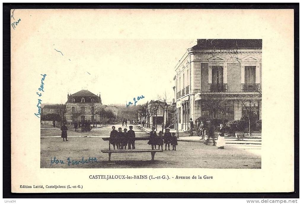 CPA  ANCIENNE- FRANCE- CASTELJALOUX-LES-BAINS (47)- AVENUE DE LA GARE EN GROS PLAN- BELLE ANIMATION DEVANT - Casteljaloux