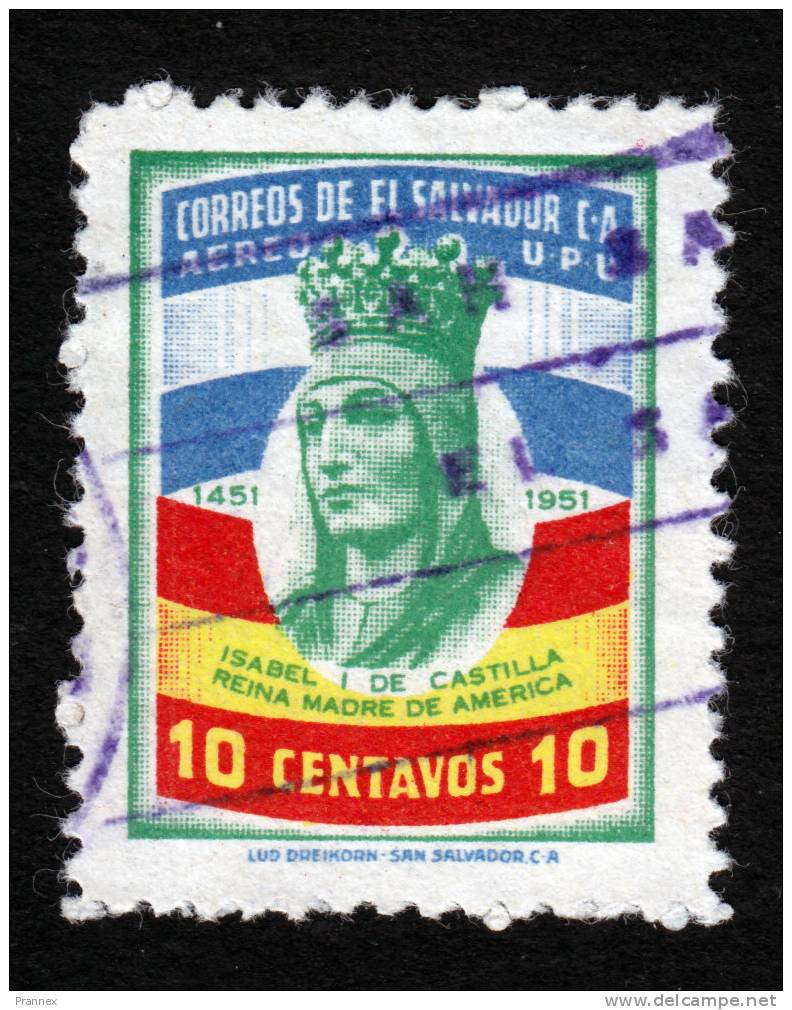 El Salvador, Scott #C130, Used, Isabella I Of Spain, Issued 1951 - El Salvador