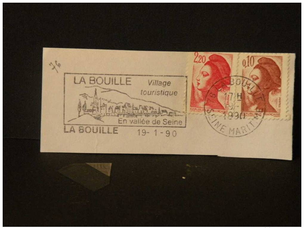 Flamme + Timbre -  La Bouille En Vallée De Seine  1990 - 76 Seine Maritime - France Timbre - Oblitérations Mécaniques (flammes)