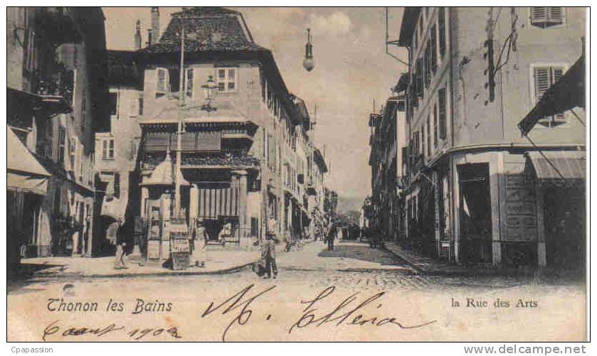 74- THONON-les-BAINS - La Rue Des Arts - Cpa Précurseur-dnd - écrite 1902-cpa Suisse - Thonon-les-Bains