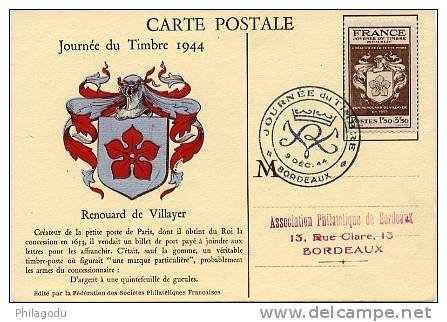 Ø PREMIER JOUR  9/12/1944   Journée Du Timbre, Bordeaux Cote 40E - ....-1949