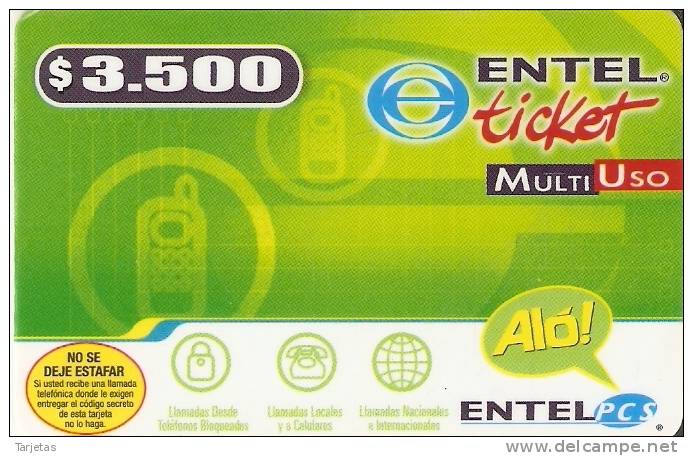 TARJETA DE CHILE DE ENTEL DE $3500 - Chile