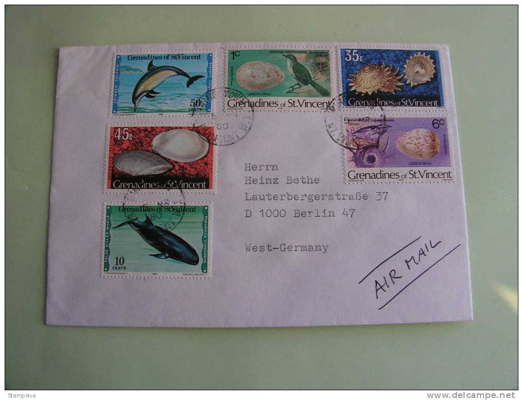 == Grenadines, Cv. To Gemany , Fische Vögel,  Birds, Osieaux, Fishes .. 1980 - Grenada (1974-...)