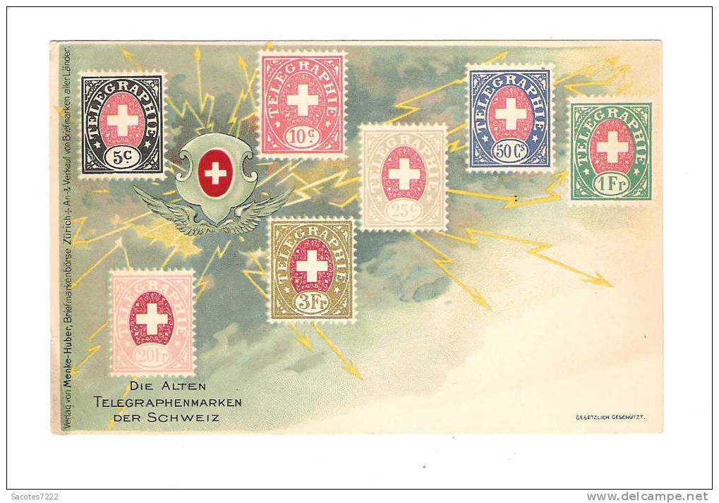 BELLE REPRESENTATION DE TIMBRES SUISSES -  Die Alten Telegraphenmarken Der Schweiz - - Sent