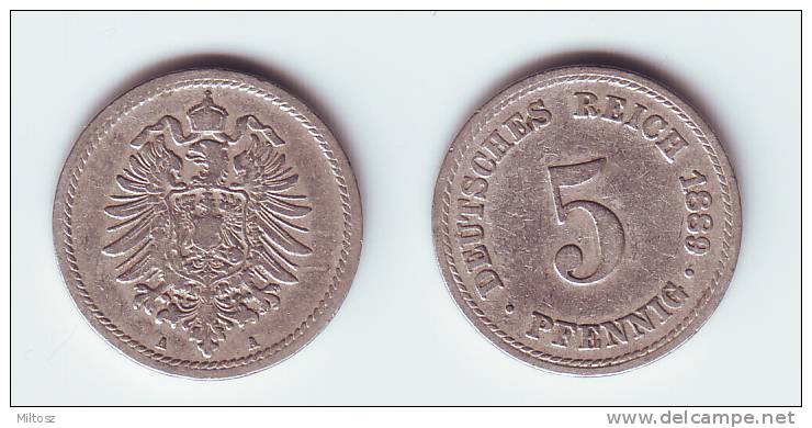 Germany 5 Pfennig 1889 A - 5 Pfennig