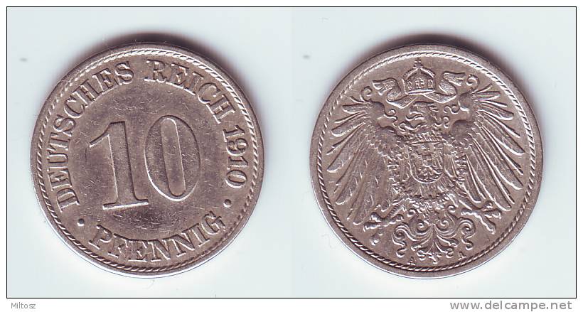 Germany 10 Pfennig 1910 A - 10 Pfennig