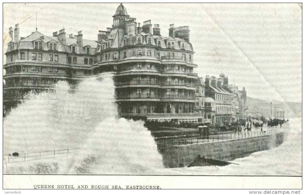 Britain United Kingdom - Queens Hotel And Rough Sea, Eastbourne - 1909 Used Postcard [P1903] - Eastbourne