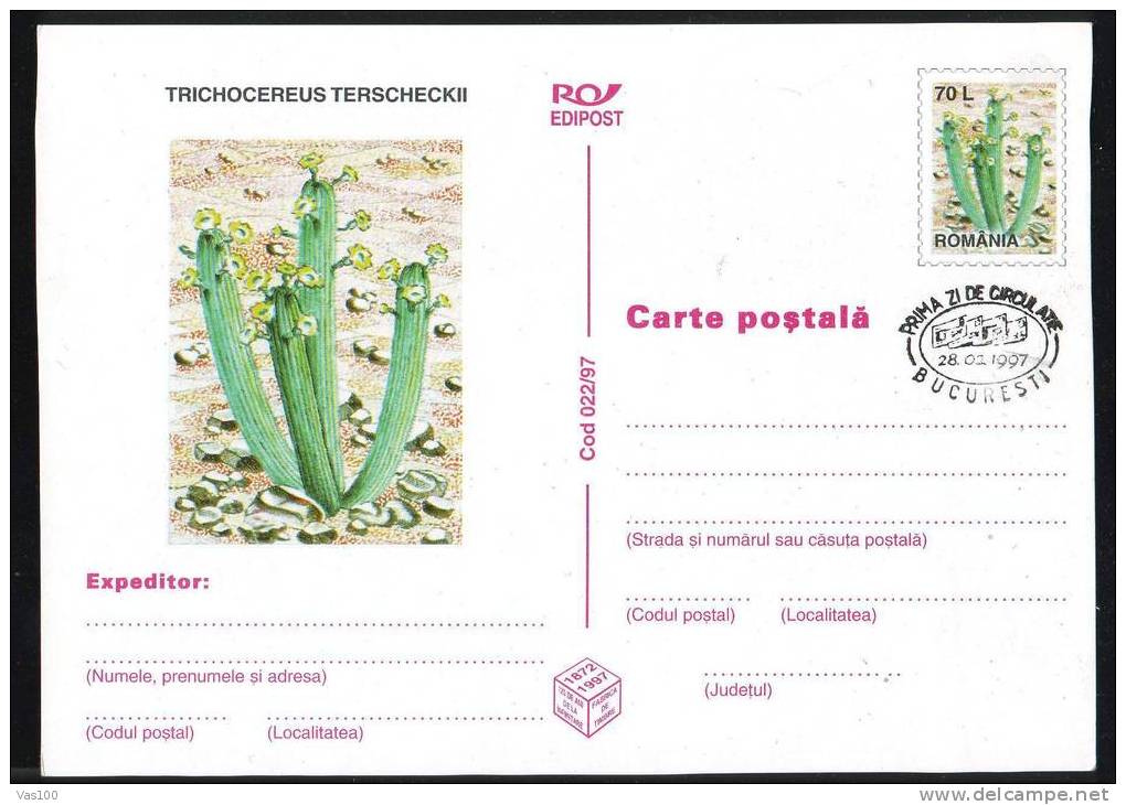 ROMANIA 1997 STP FDC Cancell. Cactusses,cactus.(C) - Sukkulenten