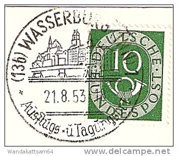 AK WASSERBURG Am Inn 21. 8.53.-18 (13b) WASSERBURG (INN) * Ausflugs- U. Tagungsort * Nach Berlin-Pankow Mit 1 X 10 PF - Wasserburg A. Inn