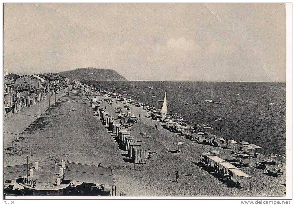 PORTO RECANATI - SPIAGGIA E MONTE CONERO - B/N VIAGGIATA  1971 - ANIMATA - Macerata