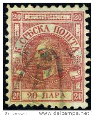 Classic Serbia #9 Used 20p Prince Michael From 1868 - Serbia