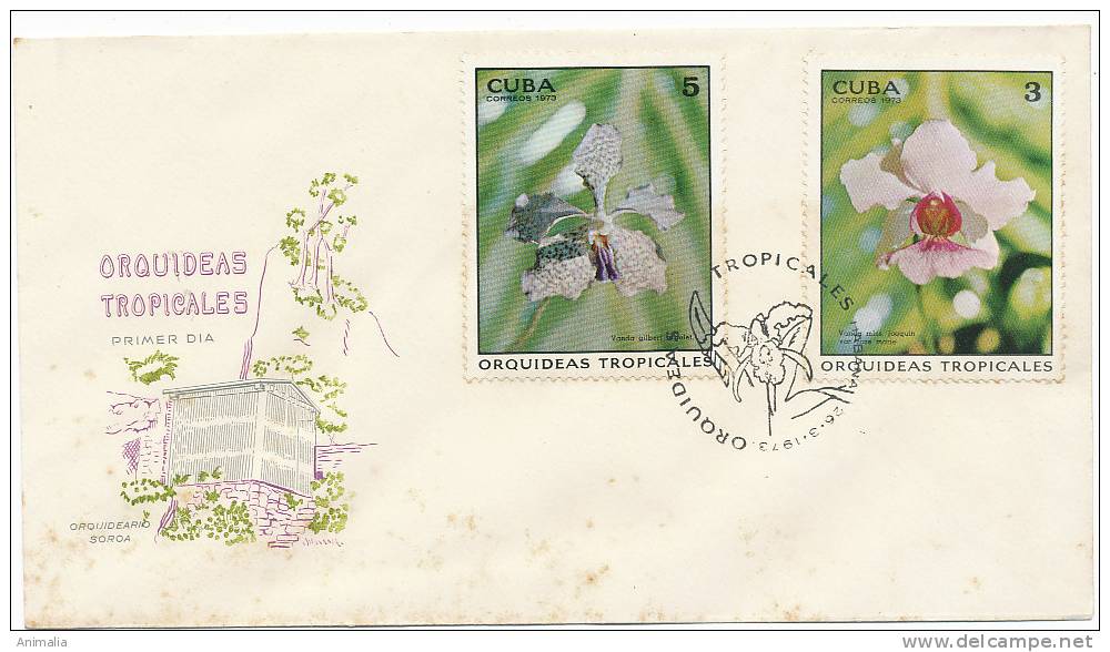 Enveloppe 1er Jour FD Cover Cuba 1973 Orquideas Orchids Orquidees Lot De 3 Set Of 3 - Autres & Non Classés