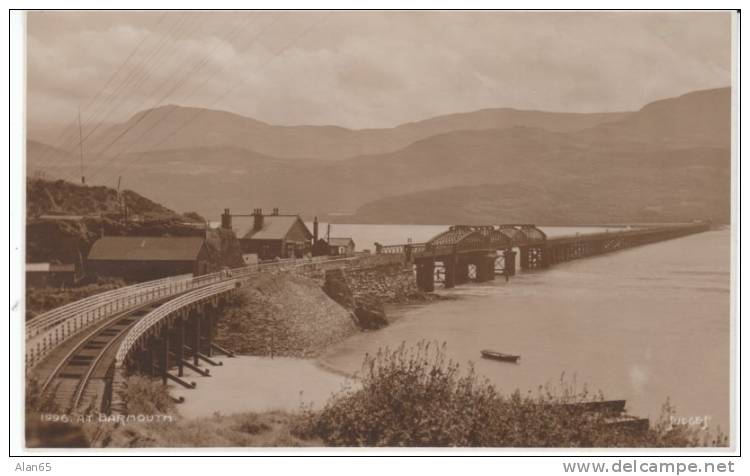 Barmouth Gwynedd Wales UK, C1910s Vintage Judges #1996 Real Photo Postcard, Railroad Bridge - Merionethshire