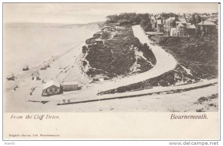 Bournemouth Dorset UK, Cliff Drive, Seaside Resort, On C1900s Vintage Postcard - Bournemouth (a Partire Dal 1972)